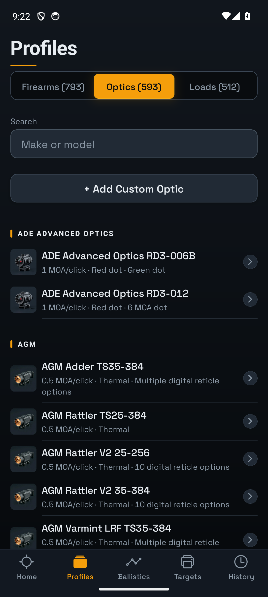 Optics catalog