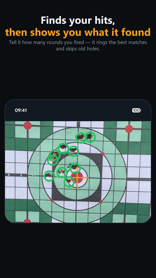 Every hit found and ringed on a real target photo