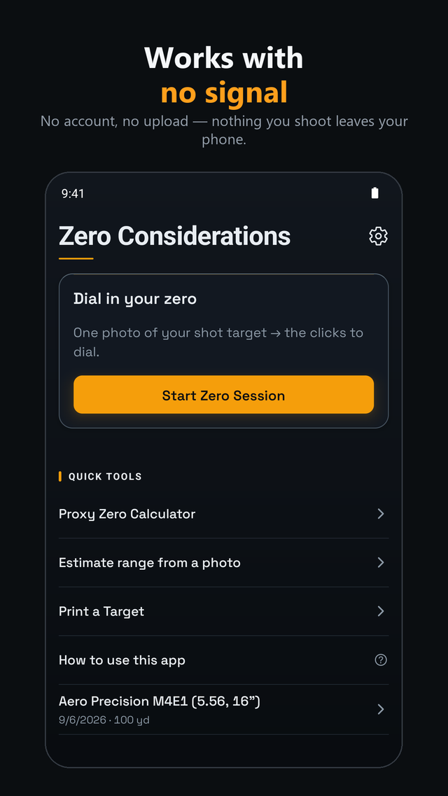 Works with no signal — everything runs on the phone